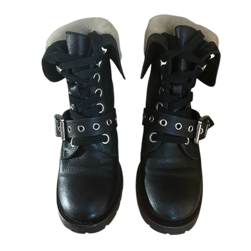 Frye Kay buckle leather and shearling boots RETAIL 350 - Picture 3 of 9